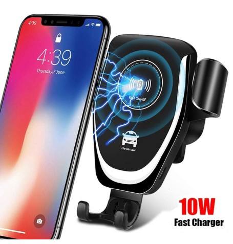 Auto Clamping Wireless Car Charger - Infrared Sensor Phone Mount | 10W Fast Charging Holder | Smart Touch Air Vent Mount | Quick Charge Wireless Cradle for iPhone & Android | UAE Driving Essential