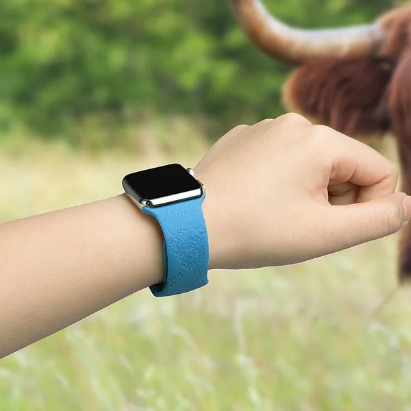 Designer Silicone Watch Strap for Apple Watch 38/40/41mm | Engraved Pattern | Sweat-Resistant Band