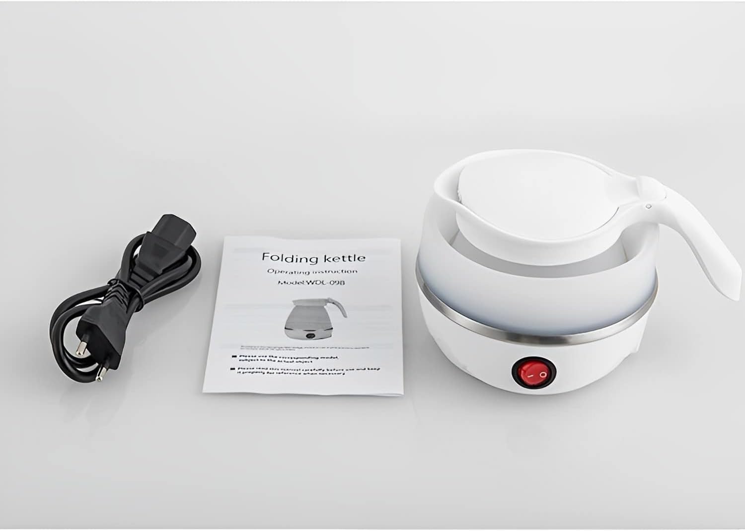 Portable Electric Kettle - Foldable Travel Kettle | Collapsible Silicone Water Boiler | 600ml Lightweight & Compact Hot Water Heater | Food-Grade BPA-Free Kettle with Auto Shut-Off & Stainless Steel Base