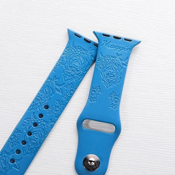Designer Silicone Watch Strap for Apple Watch 38/40/41mm | Engraved Pattern | Sweat-Resistant Band