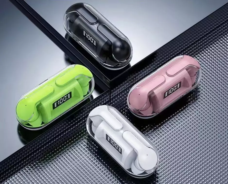 Crystal Wireless Earphones - Transparent Air 33 | ENC Noise Canceling Bluetooth Earbuds | LED Display, Fast Charging & HiFi Stereo Sound | Smart Touch & Waterproof Design | #MinaraSouq