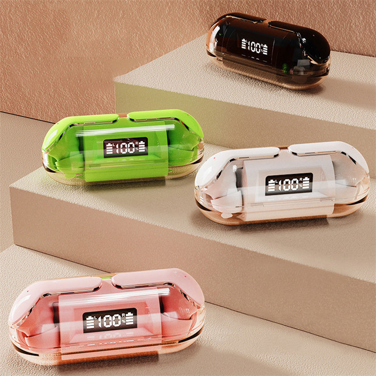Crystal Wireless Earphones - Transparent Air 33 | ENC Noise Canceling Bluetooth Earbuds | LED Display, Fast Charging & HiFi Stereo Sound | Smart Touch & Waterproof Design | #MinaraSouq