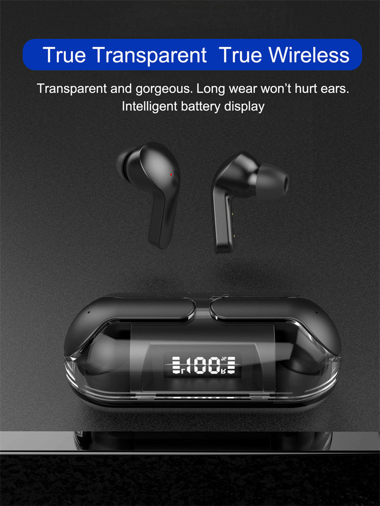 Crystal Wireless Earphones - Transparent Air 33 | ENC Noise Canceling Bluetooth Earbuds | LED Display, Fast Charging & HiFi Stereo Sound | Smart Touch & Waterproof Design | #MinaraSouq