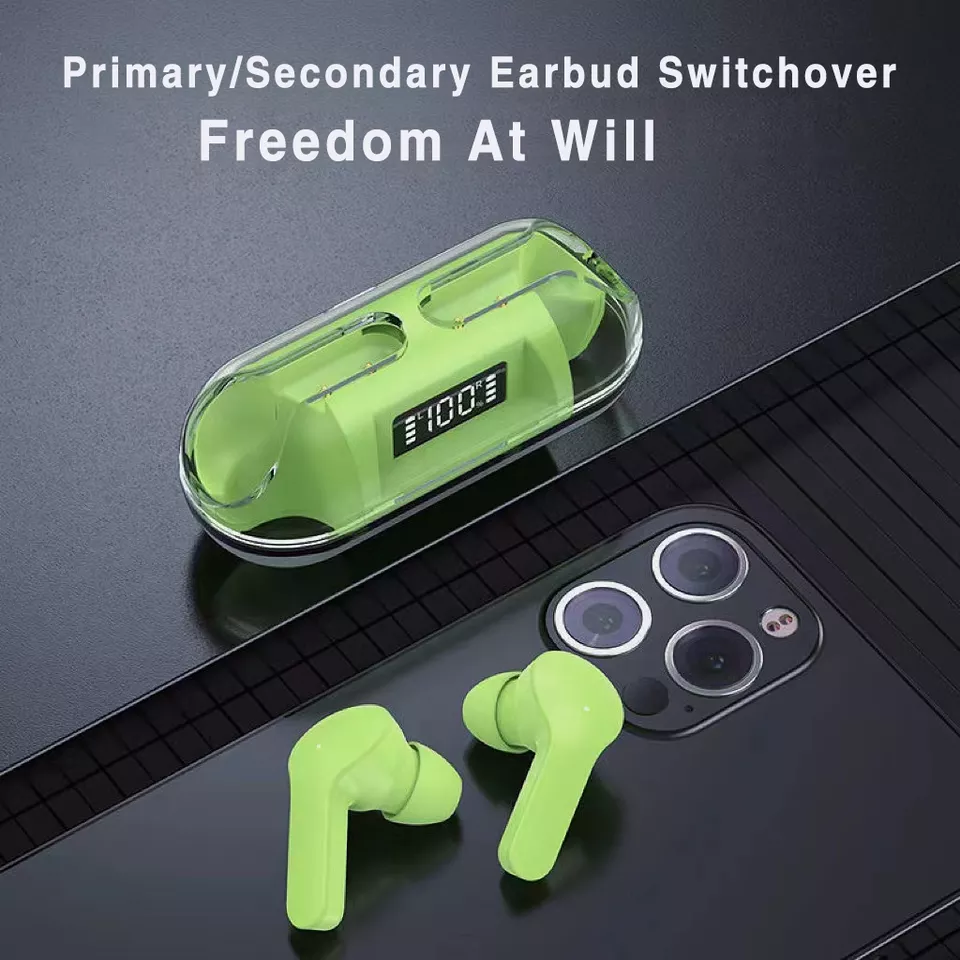 Crystal Wireless Earphones - Transparent Air 33 | ENC Noise Canceling Bluetooth Earbuds | LED Display, Fast Charging & HiFi Stereo Sound | Smart Touch & Waterproof Design | #MinaraSouq