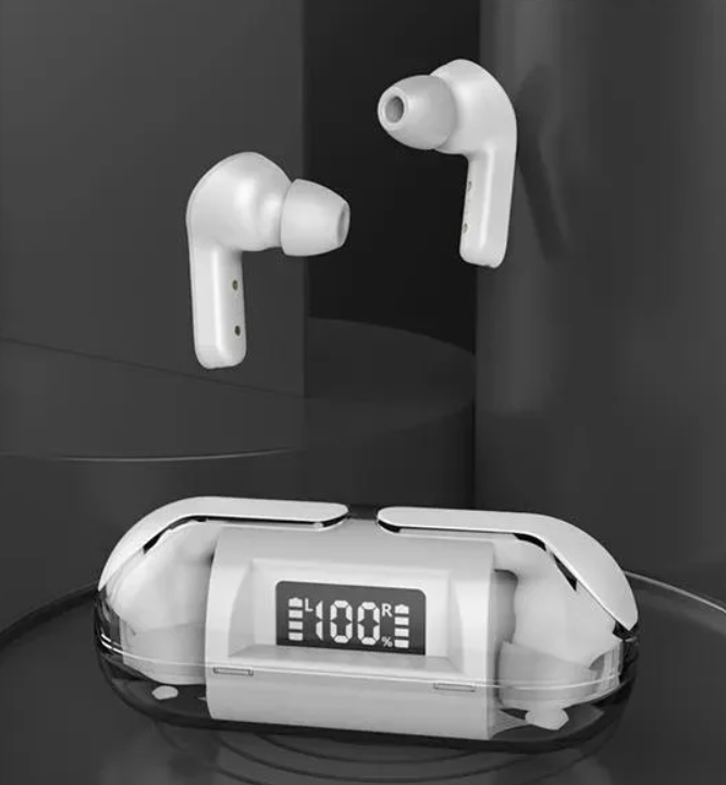 Crystal Wireless Earphones - Transparent Air 33 | ENC Noise Canceling Bluetooth Earbuds | LED Display, Fast Charging & HiFi Stereo Sound | Smart Touch & Waterproof Design | #MinaraSouq