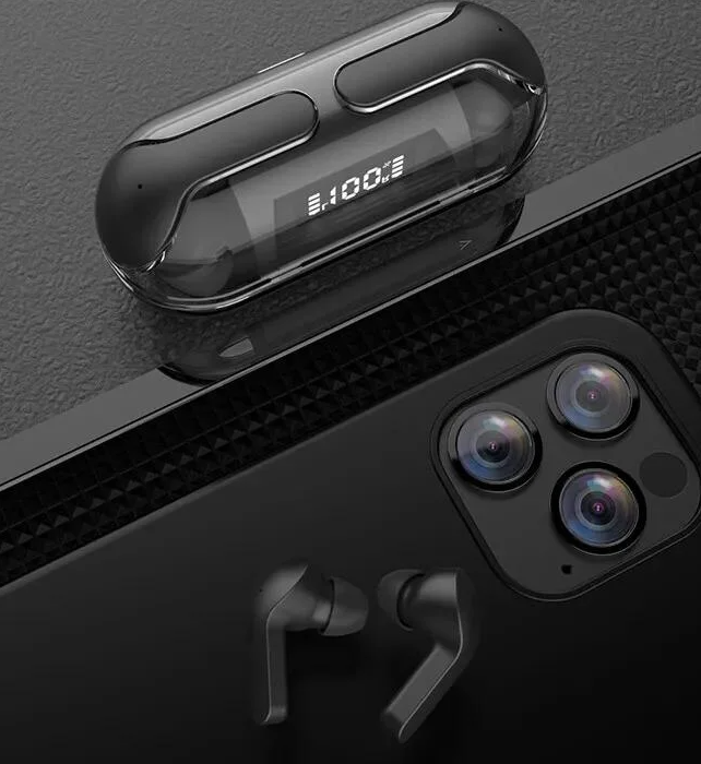 Crystal Wireless Earphones - Transparent Air 33 | ENC Noise Canceling Bluetooth Earbuds | LED Display, Fast Charging & HiFi Stereo Sound | Smart Touch & Waterproof Design | #MinaraSouq