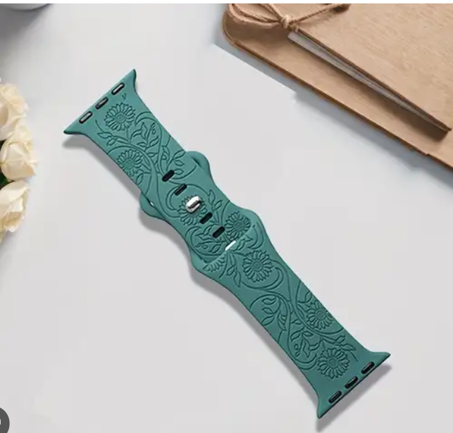 Designer Silicone Watch Strap for Apple Watch 38/40/41mm | Engraved Pattern | Sweat-Resistant Band