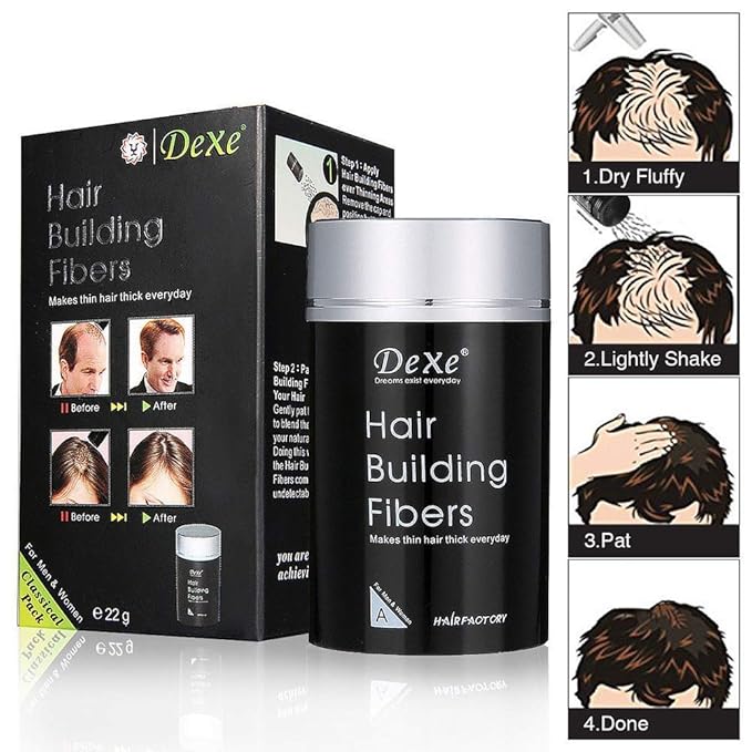 Hair Building Fiber - Natural Hair Thickener for Thinning Hair | Instant Volume Powder for Men & Women | Easy to Apply Hairs Fibers | Seamless Finish with Optional Locking Spray | Washable Hairs Filer