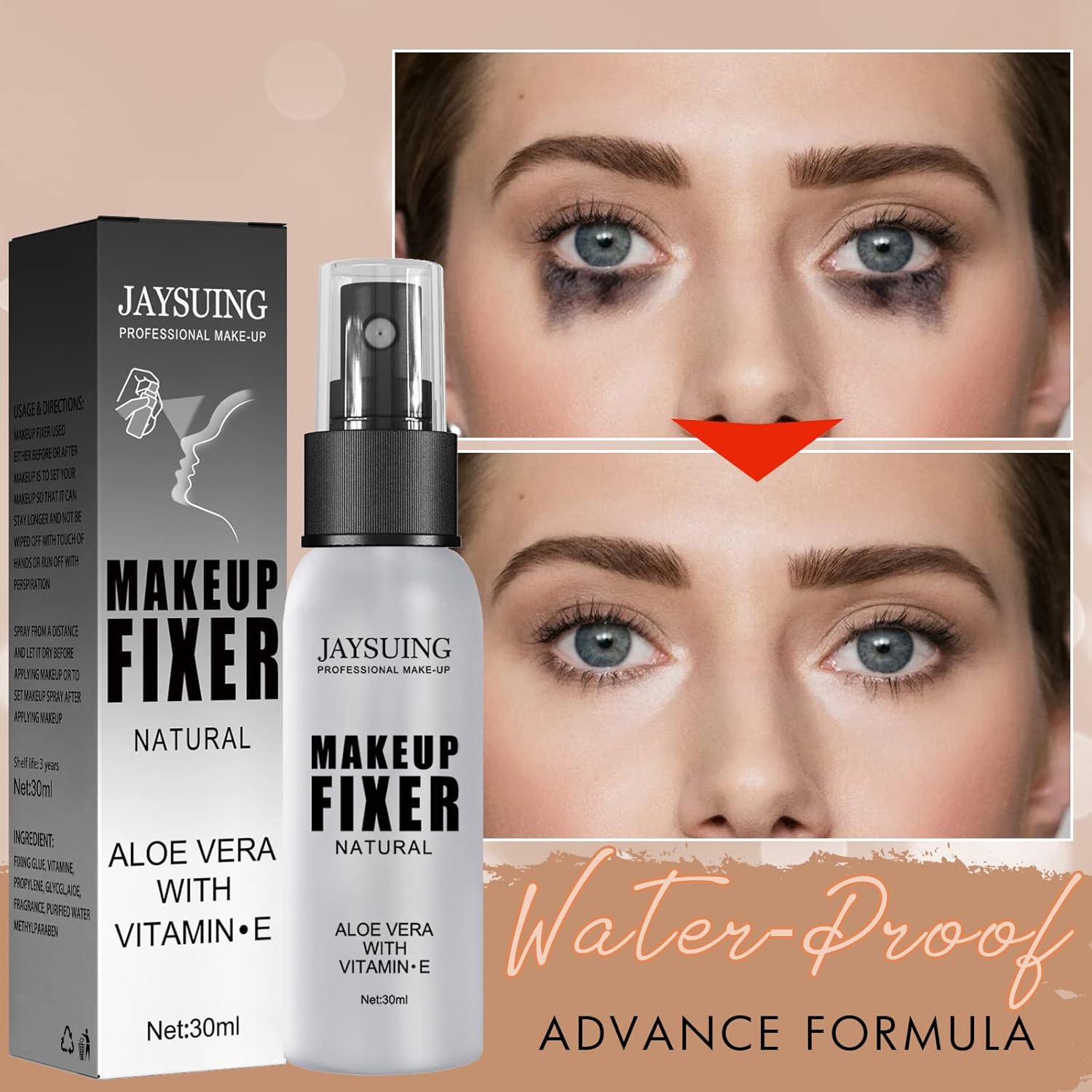 Jaysuing Natural Makeup Fixer Spray - Aloe Vera & Vitamin E | Long-Lasting Setting Mist for Fresh, Hydrated Skin