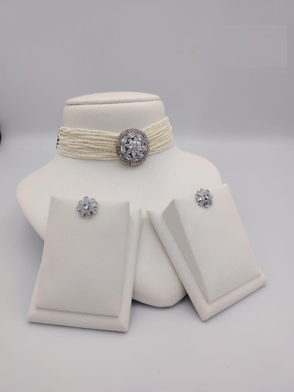 Pearl Choker Necklace Sets with Earrings – Bridal & Party Jewelry | Multicolor, Gold & White Statement Brooch Choker Designs